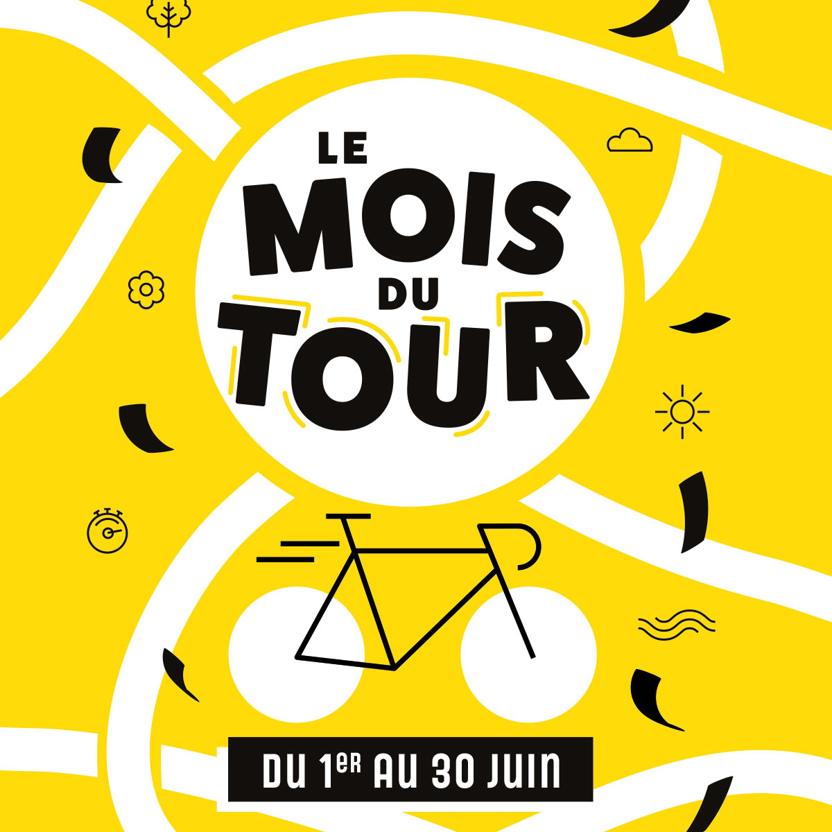 Affiche pour l'évenement "Le Mois du Tour" un évenement de Laval en rapport avec le Tour de France
