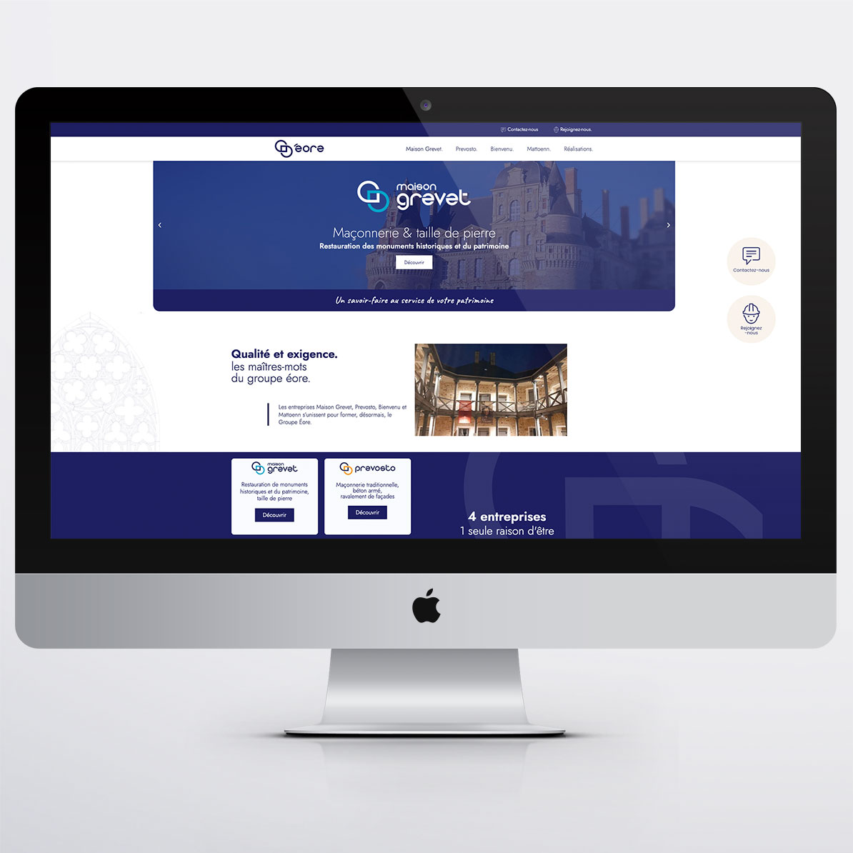 Version Desktop, maquette de la page Maison Grevet