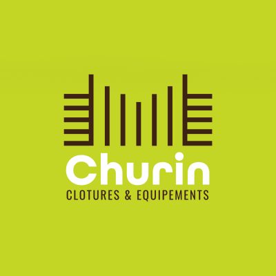 Le logo Churin avec comme inscription en sous-titres "Clotures & Equipements", en fond coloré