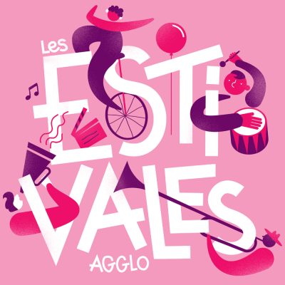 Illustration composé d'éléments graphiques et de l'inscription "Les Estivales Agglo", à l'occasion de ce festival